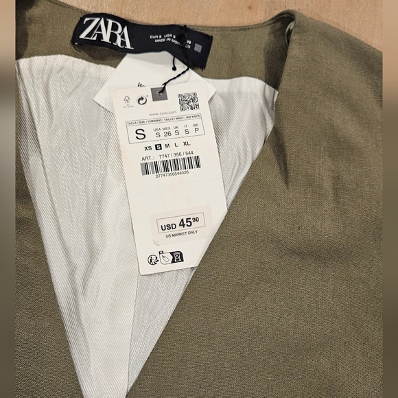 ZARA Linen Blend Vest Green - Picture 3 of 5